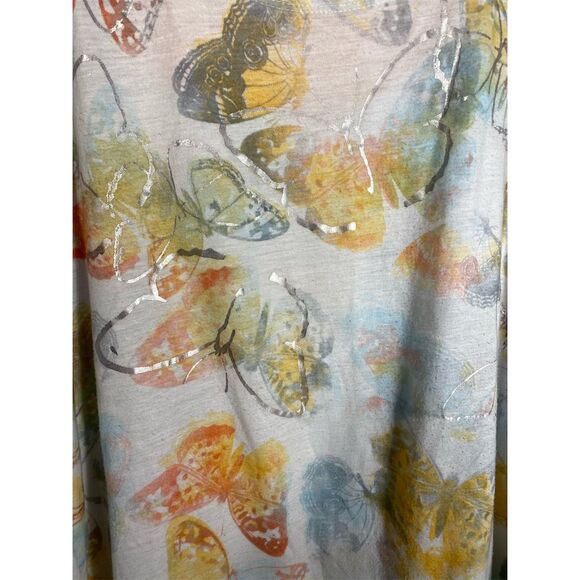 Lane Bryant Women's Tank Top Butterfly Print Lace Detail Size 18/20 Peach Silver - Picture 2 of 6